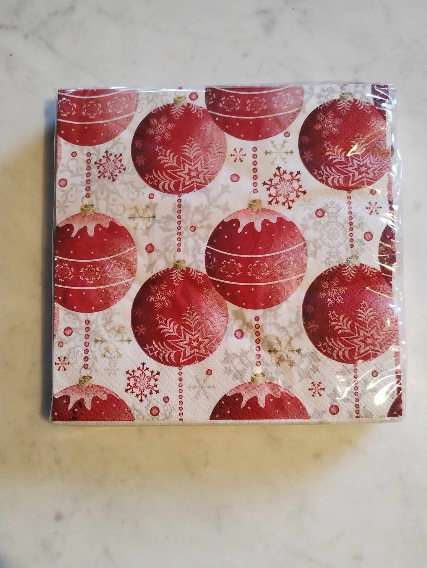 Juleservietter med julekugler