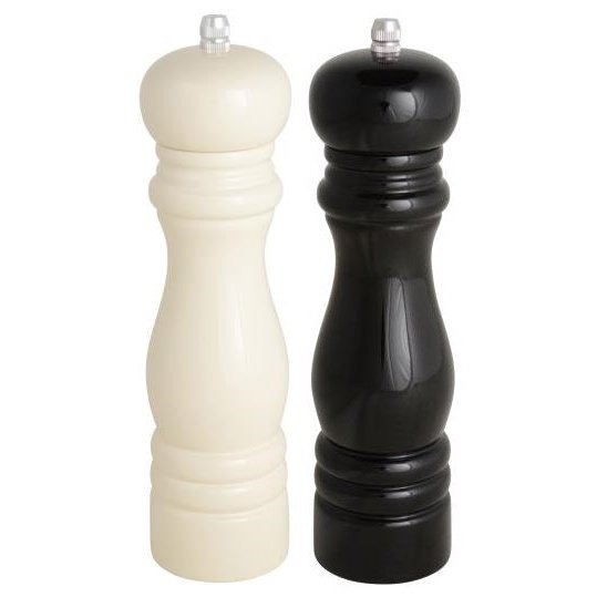 Salt- & peberkværn creme/sort, sæt af 2
