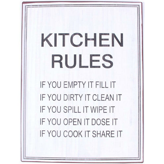 Metalskilt Kitchen rules..