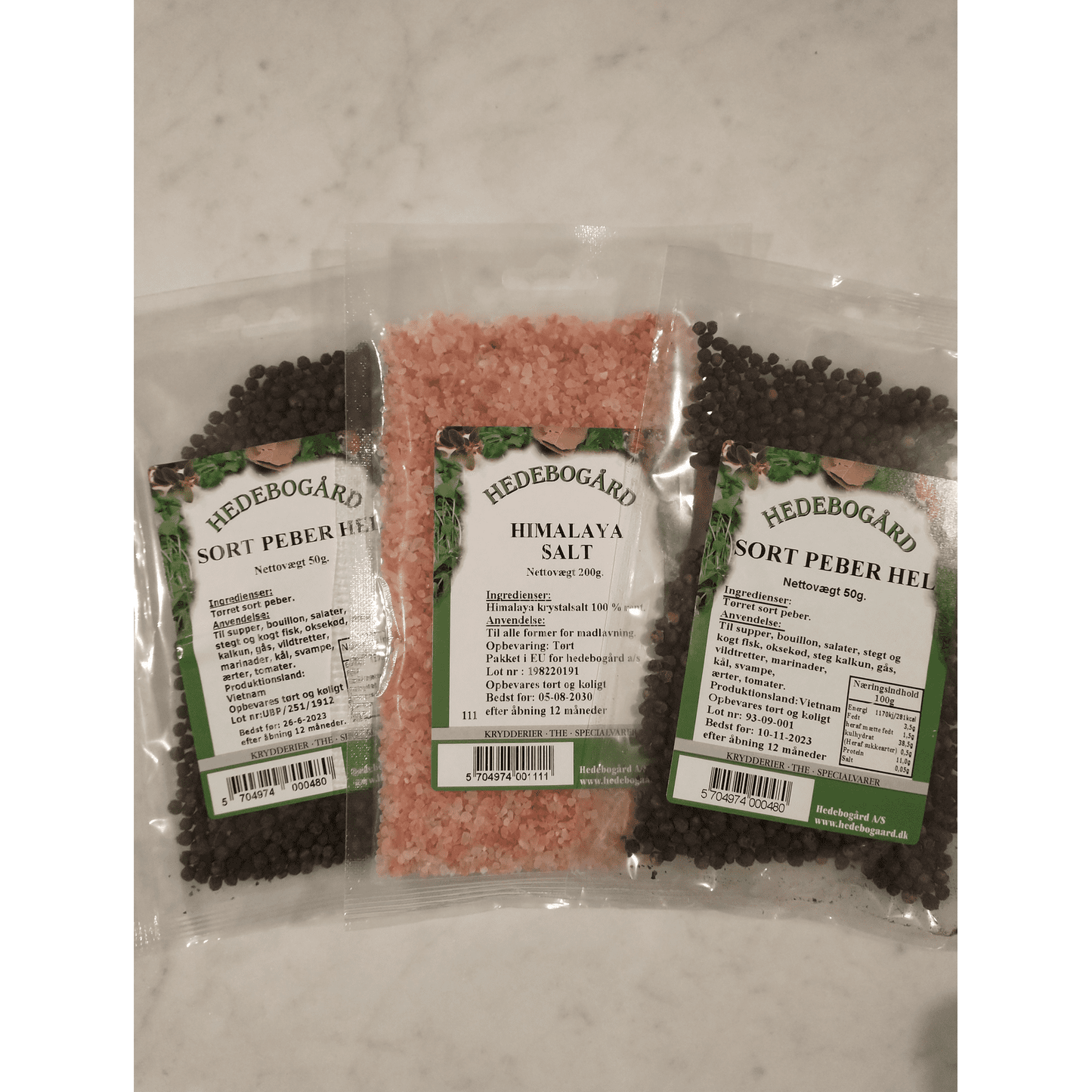 Hedebogaard Himalayasalt grov & 2 * Sort peber hel