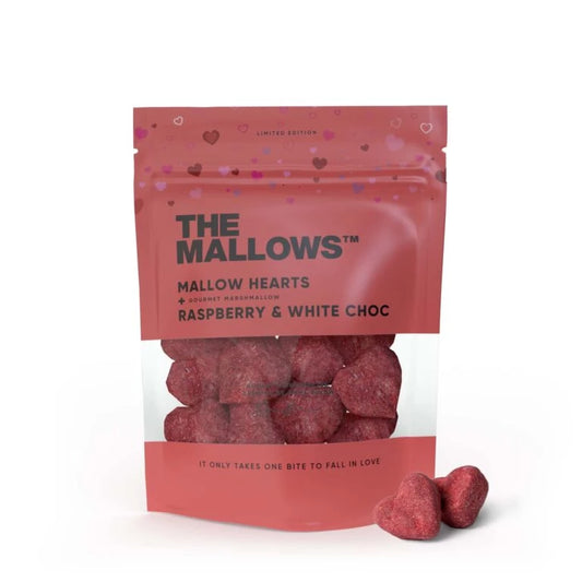 Mallow hearts - Skumfiduser med hvid chokolade og hindbær