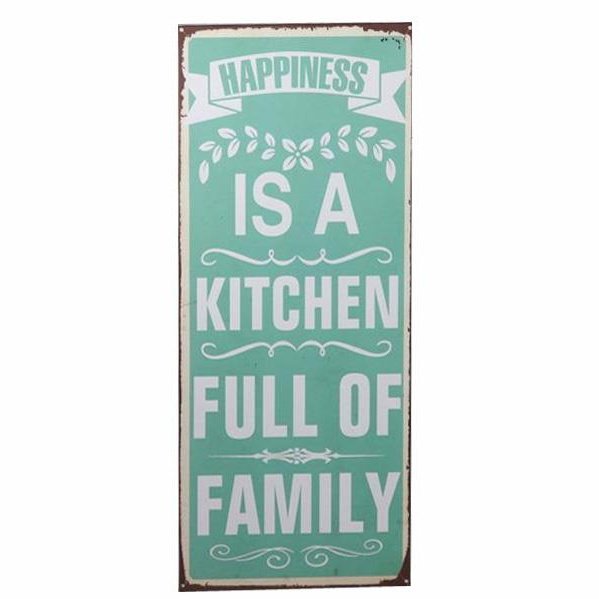Metalskilt - Happiness is a kitchen full of family