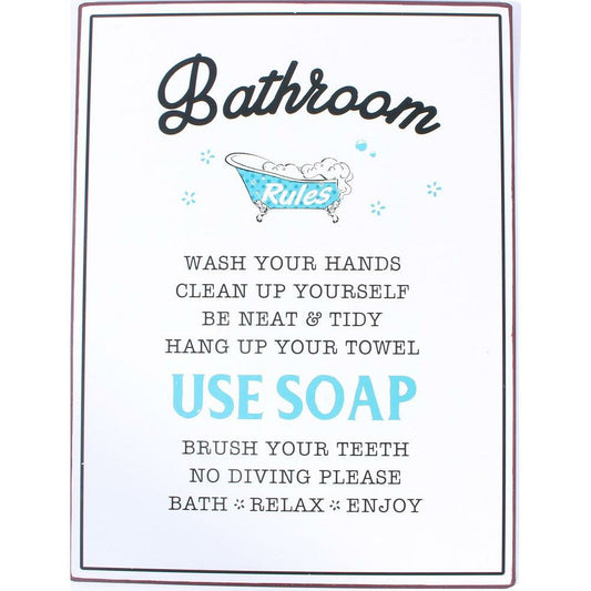 Metalskilt Bathroom rules