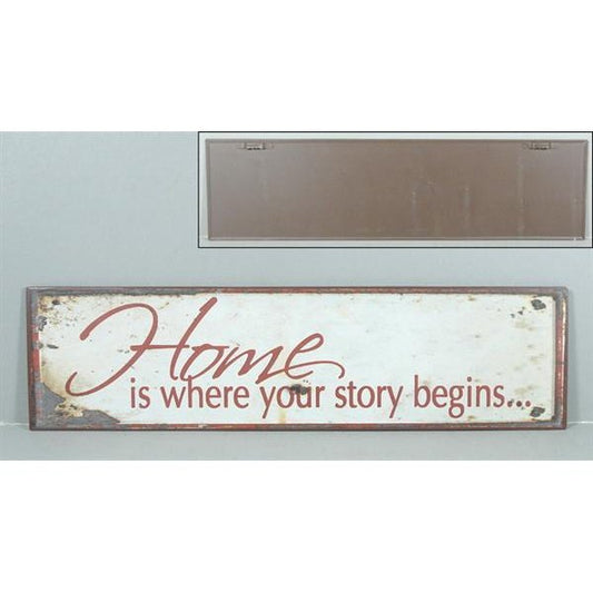 Metalskilt Home is where your story begins